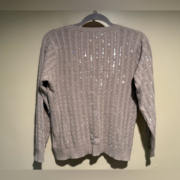 L'AGENCE trinity sequin stripe sweater in pale neutral - Picture 10 of 12